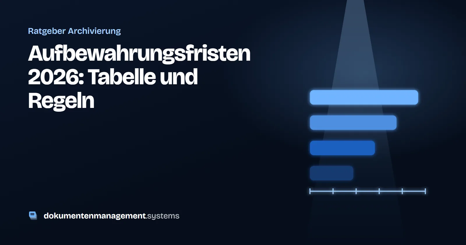Schaubild: unterschiedlich lange Balken über einer Zeitskala unter einem Lichtkegel auf dunkelblauem Grund